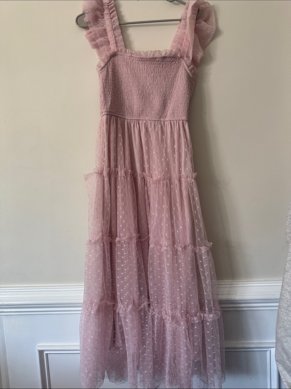 Blu Pepper Pink Polka Dot Tiered Tulle Dress